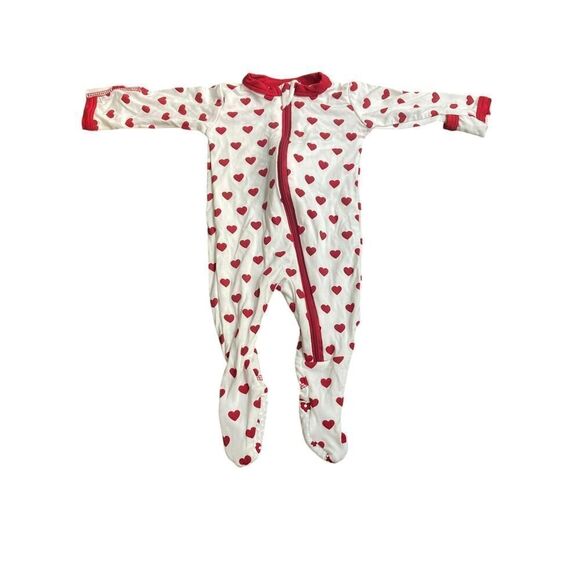 Kickee Pants NWT print footie with zipper natural hearts - Picture 3 of 4